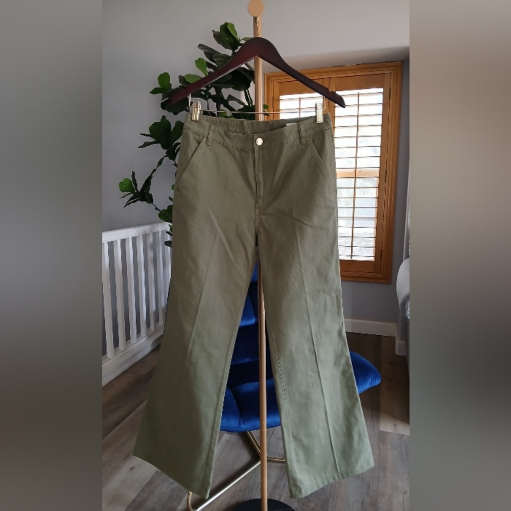 TORY BURCH Ladies Agave Green Flared Trousers Pants Size 28 - Picture 3 of 9
